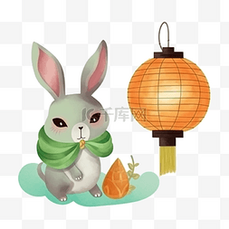中秋节传统玉兔卡通