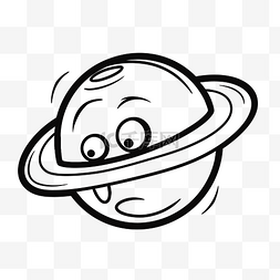 土星行星的卡通插图，张开嘴轮廓