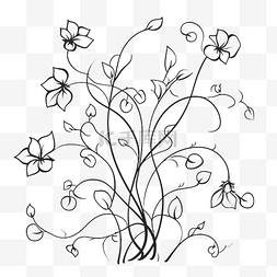 开花的藤蔓素描的轮廓图 向量