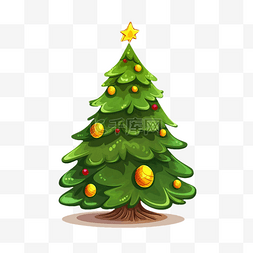 圣诞节星星的绿树卡通
