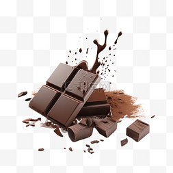 块状黑巧克力图片_巧克力粉末甜食
