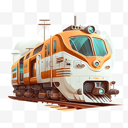 火车橘色插画