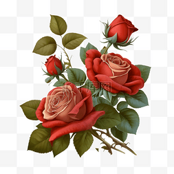 玫瑰鲜花红色插画