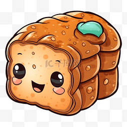 早餐夹心面包图片_面包可爱砖型图案