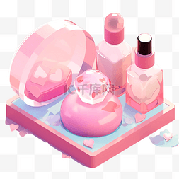粉色化妆品瓶模型