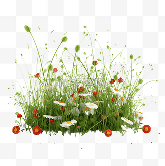 卡通红色的草丛免扣图个人vip和企业vip免费下载免抠元素红色百日草花
