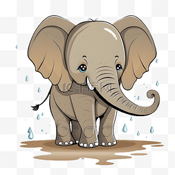 大象站立图片_小象可爱插画