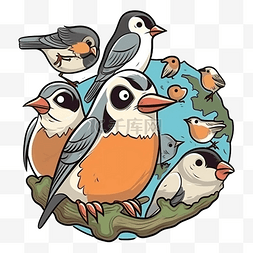 鸟群卡通图片_候鸟日鸟群图案