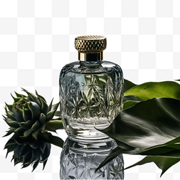 香水植物叶子玻璃瓶绿色图片