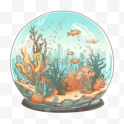 可爱海洋动物卡通图片_海洋日海水鱼群