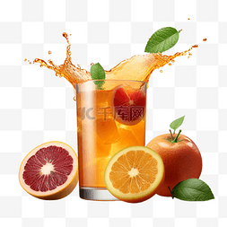 橙汁饮料冷饮飞溅透明