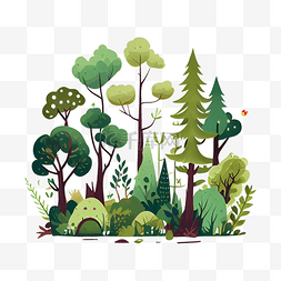 森林绿植可爱卡通