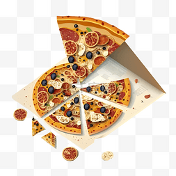 披萨意大利面卡通图片_披萨美食快餐餐饮卡通插画装饰图