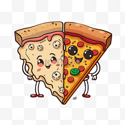 披萨意大利面图片_披萨美食拟人化表情快餐卡通装饰