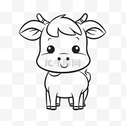 耳朵线条图片_可爱的小母牛在白色背景上着色图