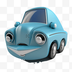 奇怪汽车图片_3d蓝色奇怪形状的卡通车立体
