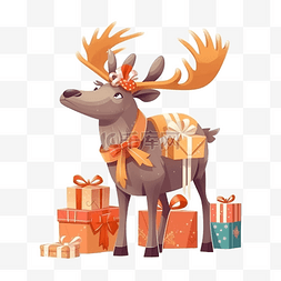 麋鹿驯鹿图片_圣诞节鹿角礼物卡通