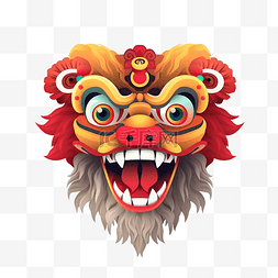 红色小狮子狮子图片_春节狮头雄伟卡通
