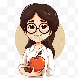 教师节苹果物件卡通