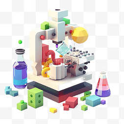 3d卡通立体模型图片_化学器材彩色可爱3d立体模型