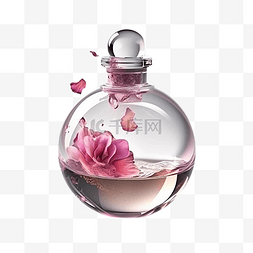 圆形水瓶图片_香水紫色花朵