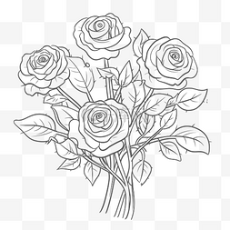 线条束图片_一束带叶子的玫瑰是彩色阴影黑色