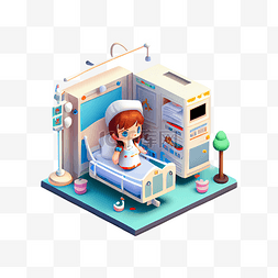 医院病房护士卡通可爱