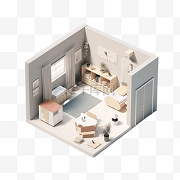 房间立体空间图片_3d房间模型建模立体
