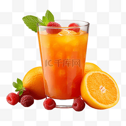 饮品树莓橙子透明