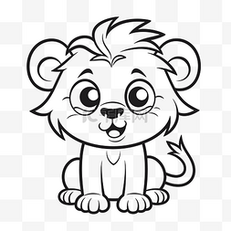 狮子宝宝卡通着色页和铅笔轮廓素