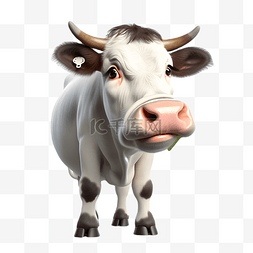 棕色奶牛卡通图片_奶牛牲畜野生动物立体3d模型