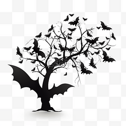 绿叶水墨图片_飞翔的蝙蝠树杈黑色