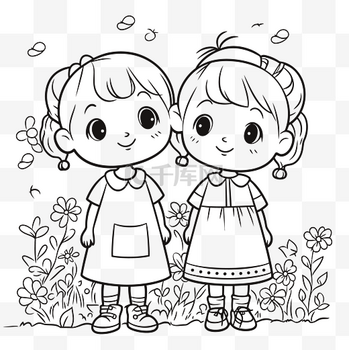 两个小孩卡通图片_两个小孩卡通图片素材-两个小孩卡通图片大全-千库网