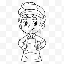 男孩面包师图片_一个穿着围裙的卡通男孩的肖像着