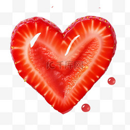 爱心草莓图片_ai绘画草莓爱心元素立体免抠图案