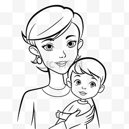 抱婴儿的女人图片_抱着婴儿轮廓素描的女人的母亲彩