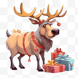 圣诞节驯鹿卡通图片_圣诞节驯鹿卡通