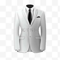 套装白色西服黑色领带白色衬衣