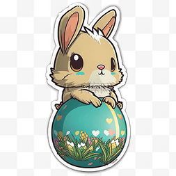 可爱兔子贴图图片_贴纸复活节兔子