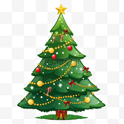 圣诞节星星绿树卡通