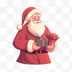 圣诞老人白胡子图片_圣诞夜老人红色卡通