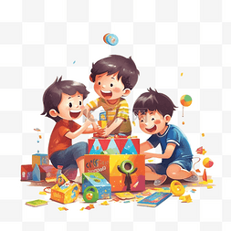 儿童节玩具插画图片_儿童节彩色玩具