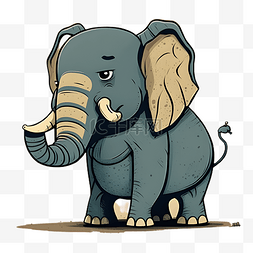 站立的大象图片_卡通大象蓝色可爱插画
