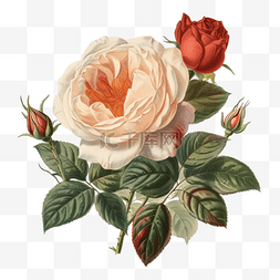 红玫瑰贺卡图片_白玫瑰植物复古透明