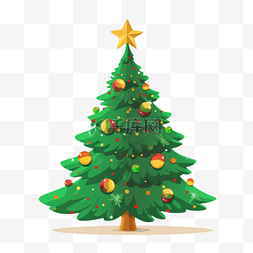 圣诞挂件图片_圣诞节彩色星星松树卡通