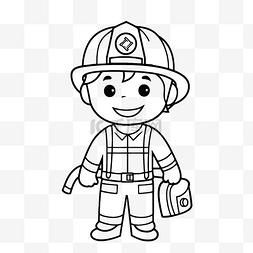 儿童戴头盔图片_一名戴着头盔的消防员的儿童着色