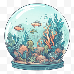 卡通海底生物图片_海洋日水下鱼群环境