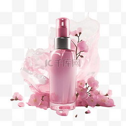 粉色化妆品瓶子图片_护肤品粉色乳液