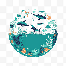 海底植物植物图片_海洋日水底插画