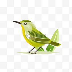 候鸟日绿色可爱小鸟